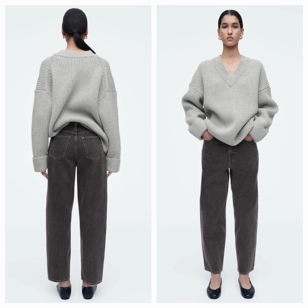 COS Dark Brown Ankle-Length Cropped Jeans
